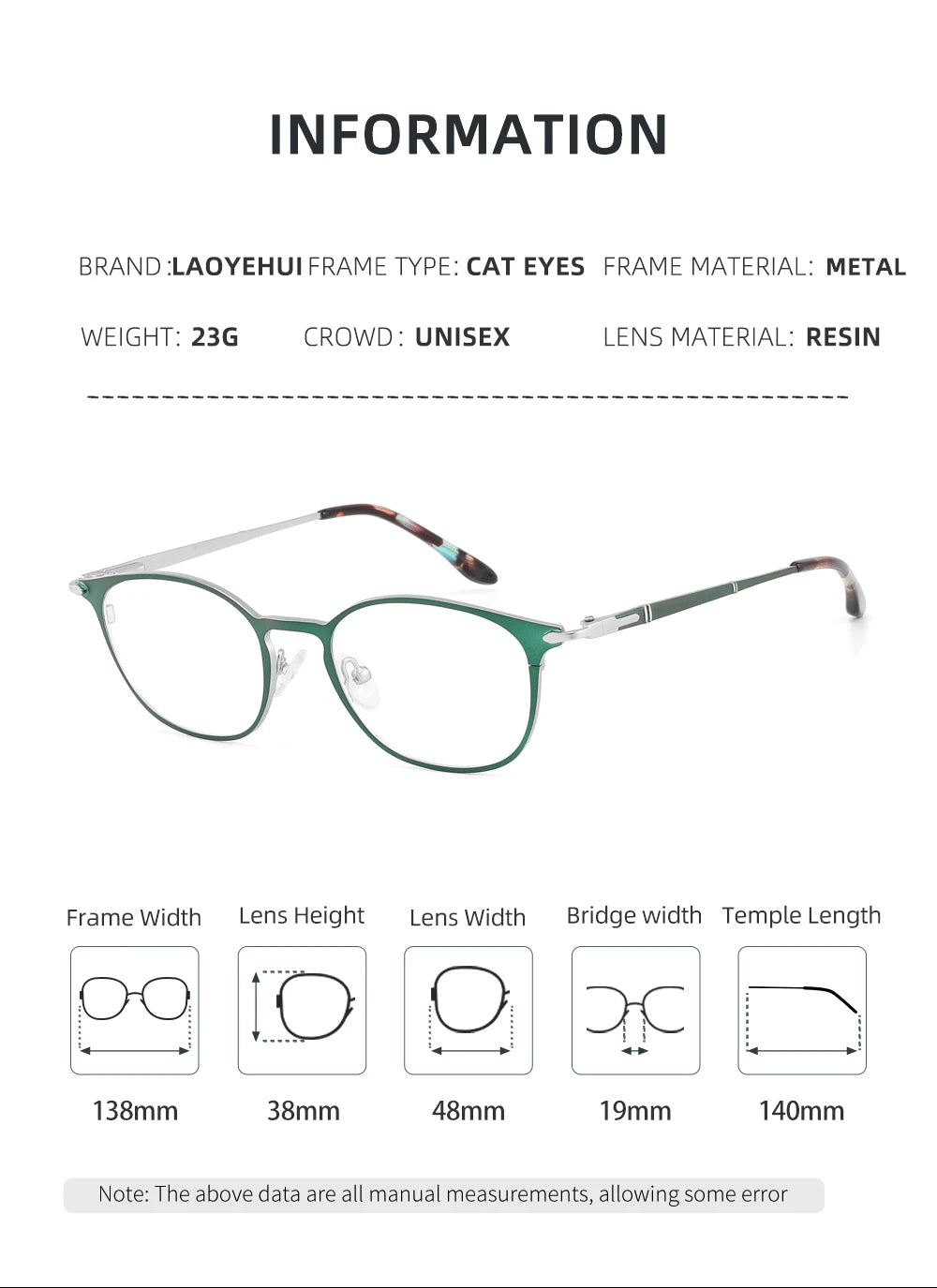 Laoyehui Women's Full Rim Round Alloy Acetate Reading Glasses L8973 Reading Glasses Laoyehui   