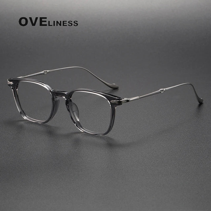 Oveliness Unisex Full Rim Square Acetate Titanium Eyeglasses 2052 Full Rim Oveliness grey  