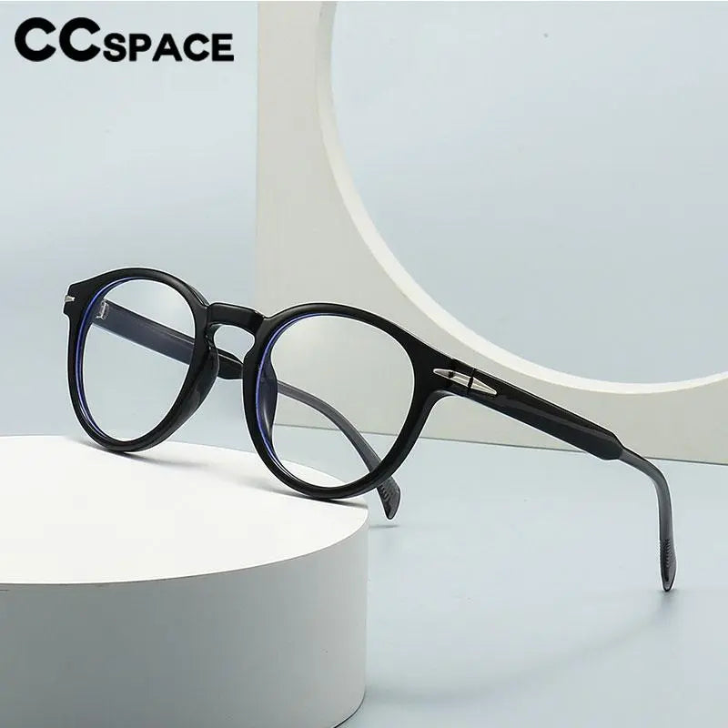 CCSpace Unisex Full Rim Round Resin Eyeglasses 56848 Full Rim CCspace   