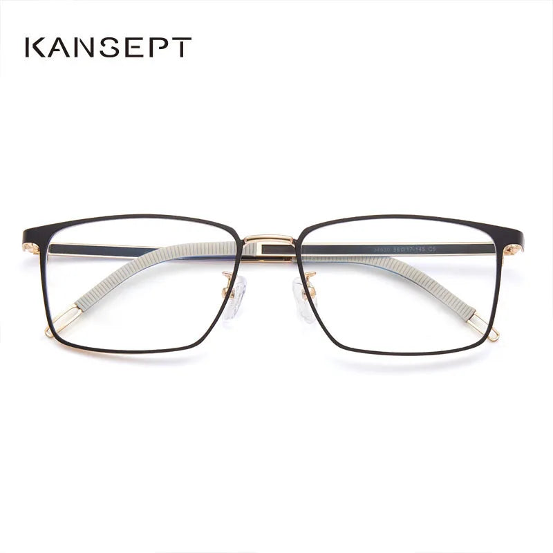 Kansept Men's Full Rim Big Square Stainless Steel Eyeglasses 34630 Full Rim Kansept   