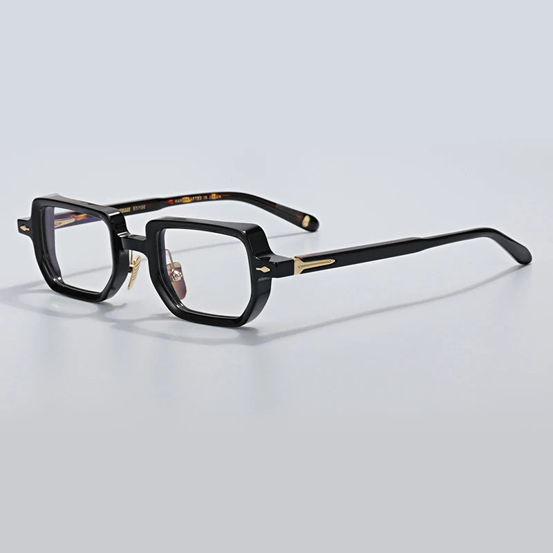 Hewei Unisex Full Rim Browline Square Acetate Eyeglasses 0016 Full Rim Hewei black  