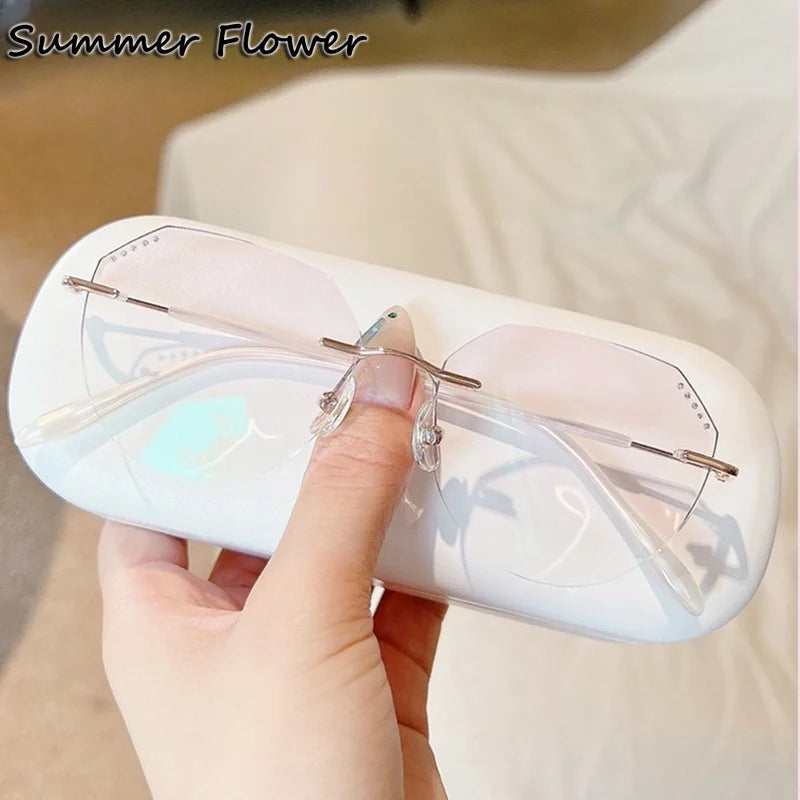 Summer Flower Women's Rimless Oval Square Titanium Eyeglasses 666085