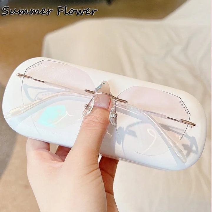 Summer Flower Women's Rimless Oval Square Titanium Eyeglasses 666085
