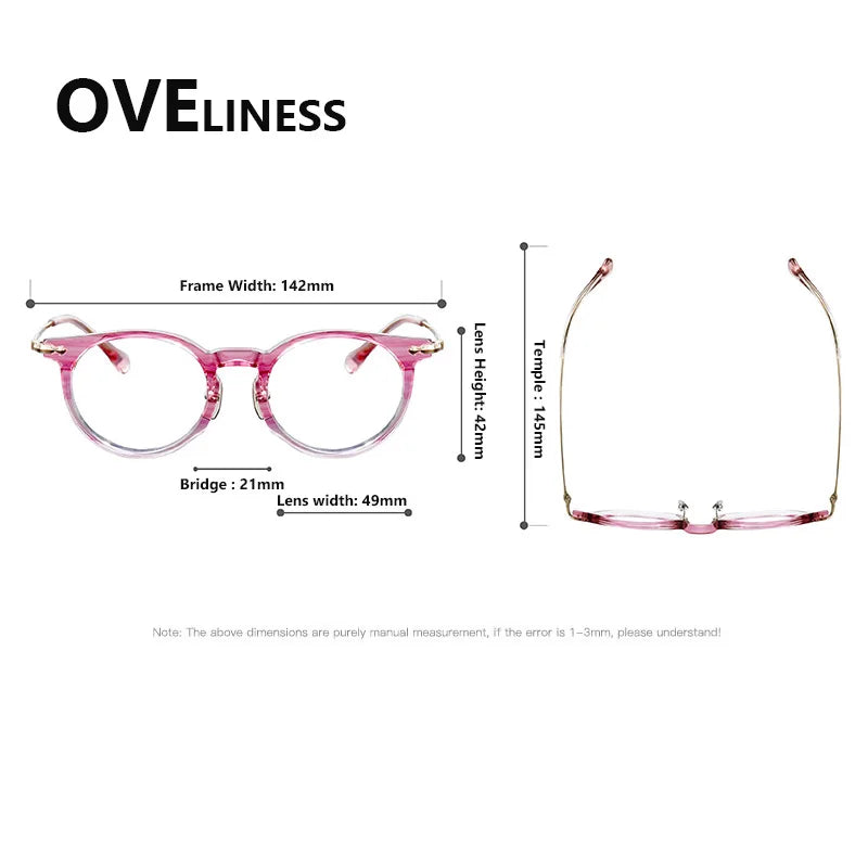 Oveliness Unisex Full Rim Round Titanium Acetate Eyeglasses 926025
