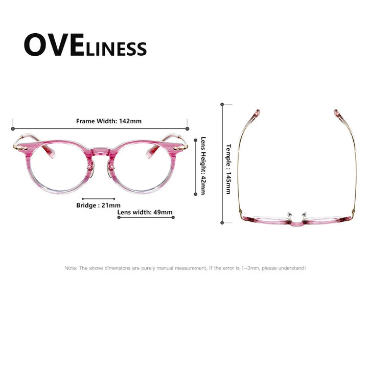 Oveliness Unisex Full Rim Round Titanium Acetate Eyeglasses 926025