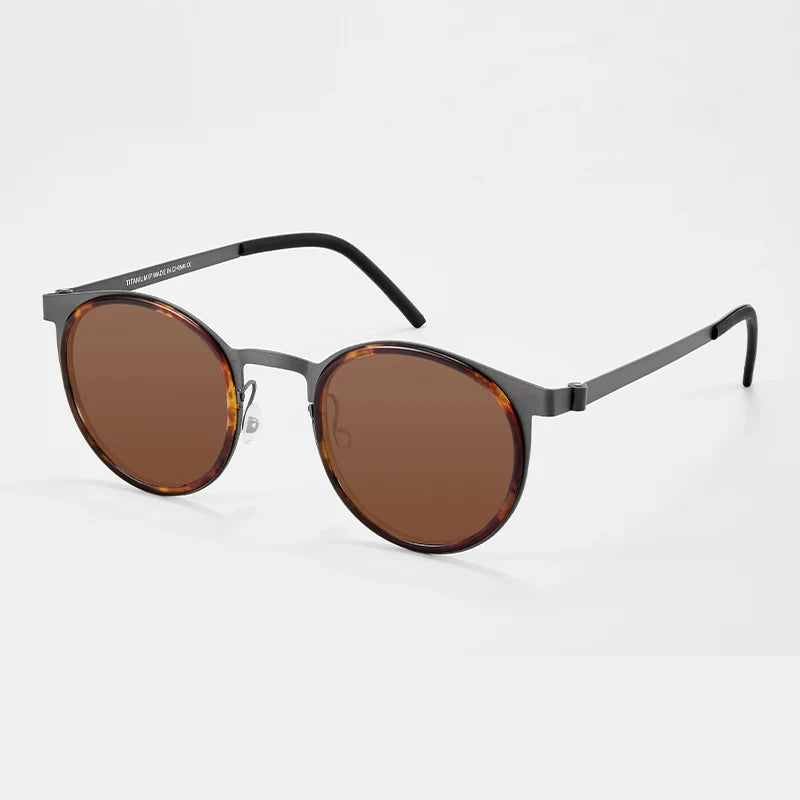 Blackmask Unisex Full Rim Round Titanium Polarized Sunglasses BM-9704S
