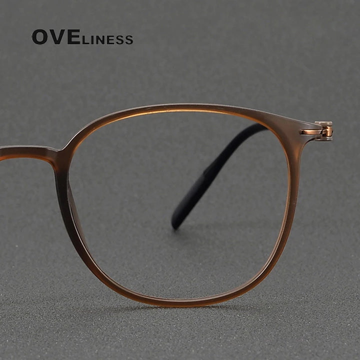 Oveliness Unisex Full Rim Oval Square Acetate Titanium Eyeglasses 8663 Full Rim Oveliness   