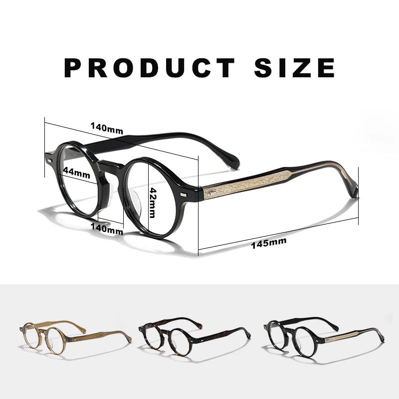 Hewei Unisex Full Rim Round Acetate Thick Temple Eyeglasses 5032 Full Rim Hewei   