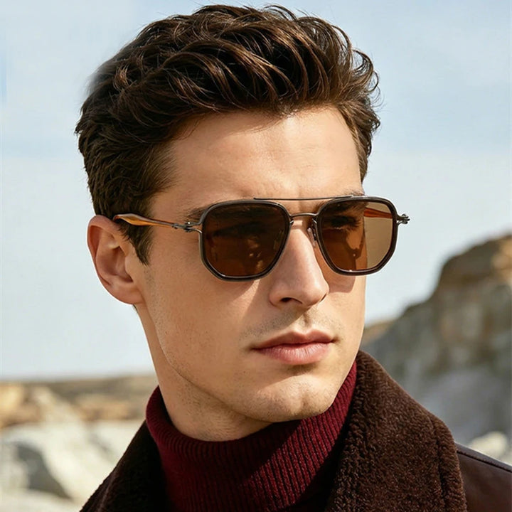 Blackmask Unisex Full Rim Square Titanium Polarized Sunglasses BM-5876S