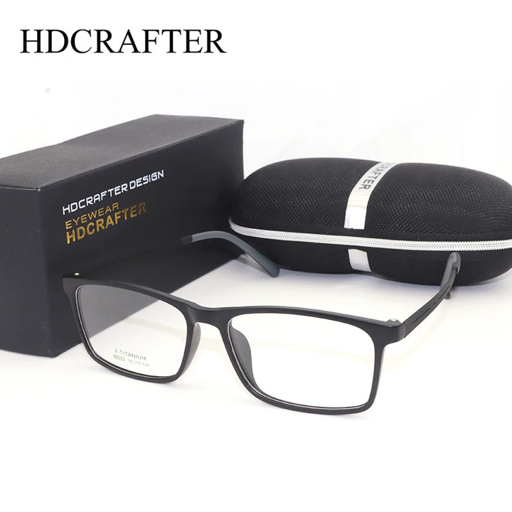 Hdcrafter Unisex Full Rim Big Square Tr 90 Titanium Eyeglasses 88033 Full Rim Hdcrafter Eyeglasses