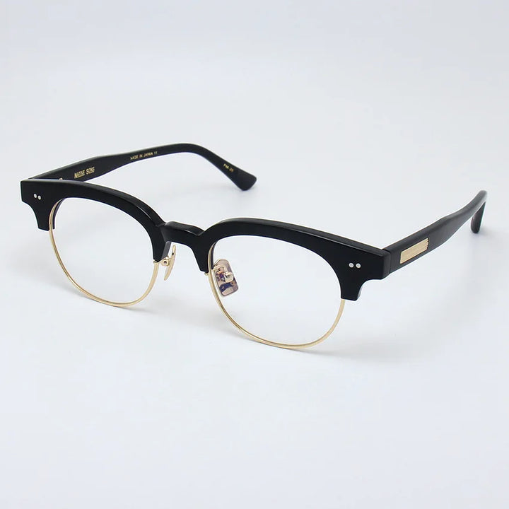 Black Mask Unisex Full Rim Square Acetate Titanium Eyeglasses 396136