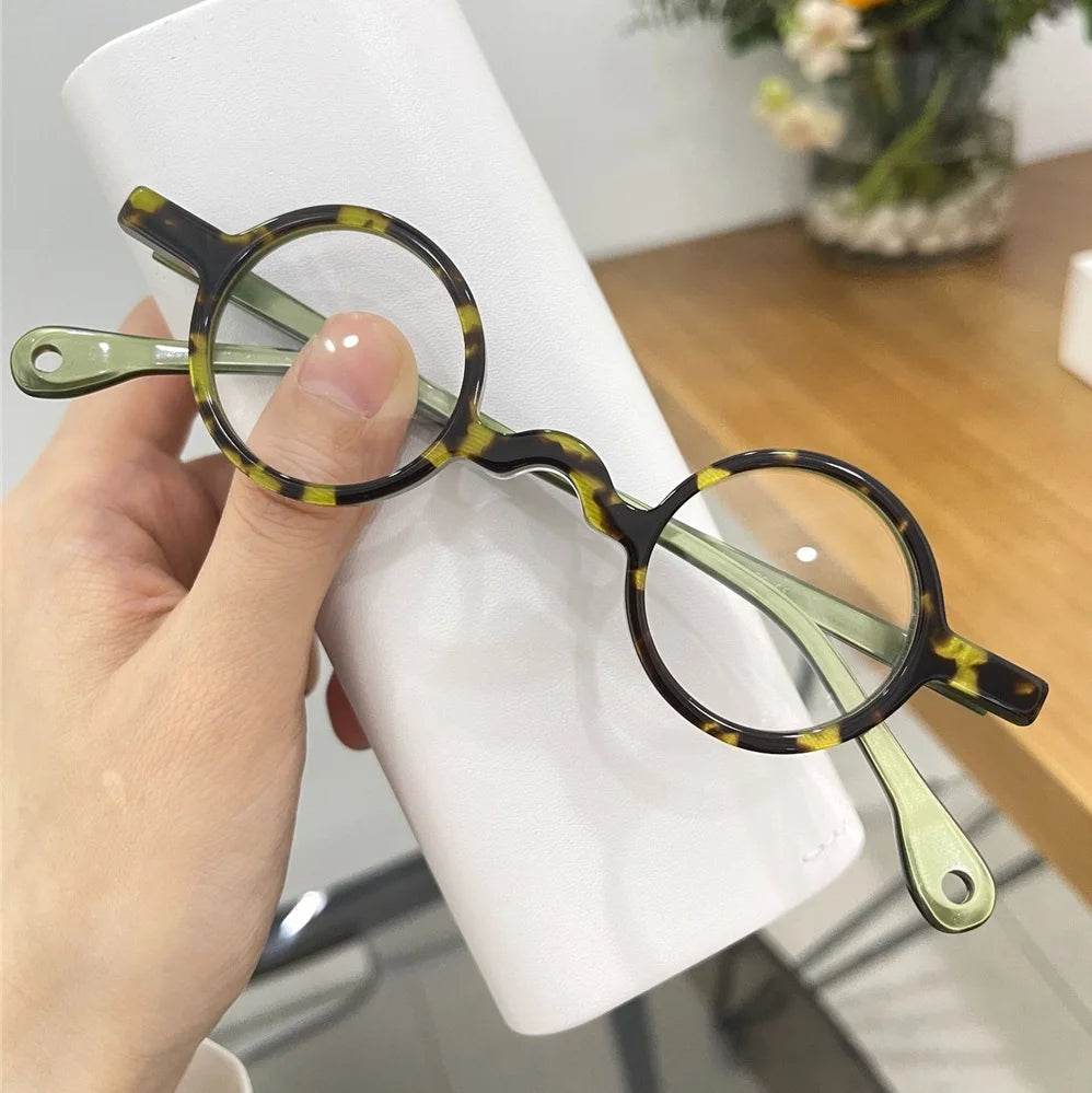 Cubojue Women's Full Rim Small Round Acetate Titanium Eyeglasses 363136