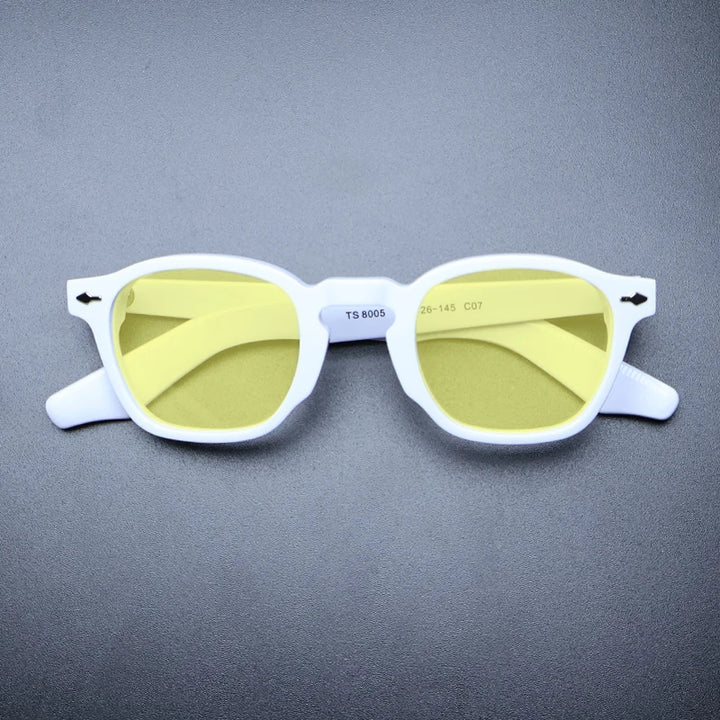 Gatenac Unisex Full Rim Square Acetate Polarized Sunglasses M009 Sunglasses Gatenac White Yellow  