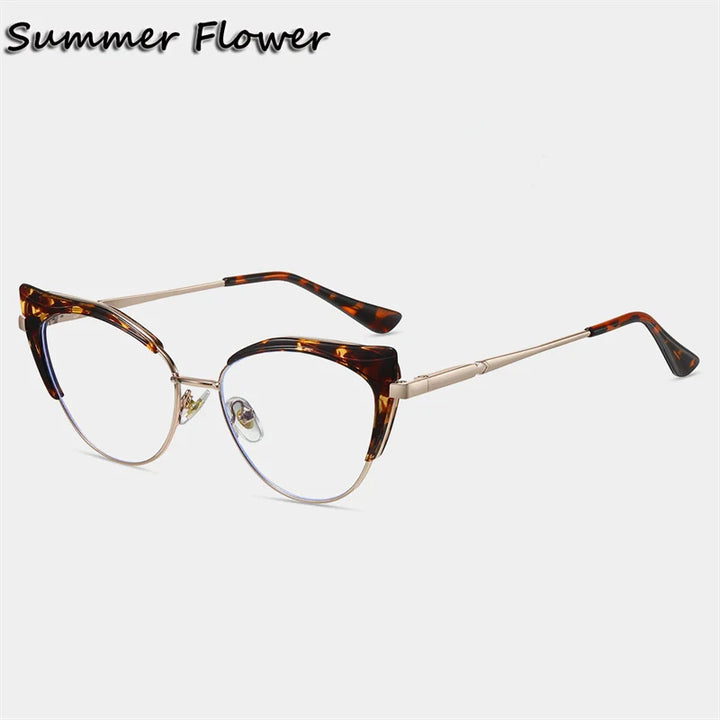 Summer Flower Women's Full Rim Cat Eye Tr 90 Titanium Eyeglasses 68732