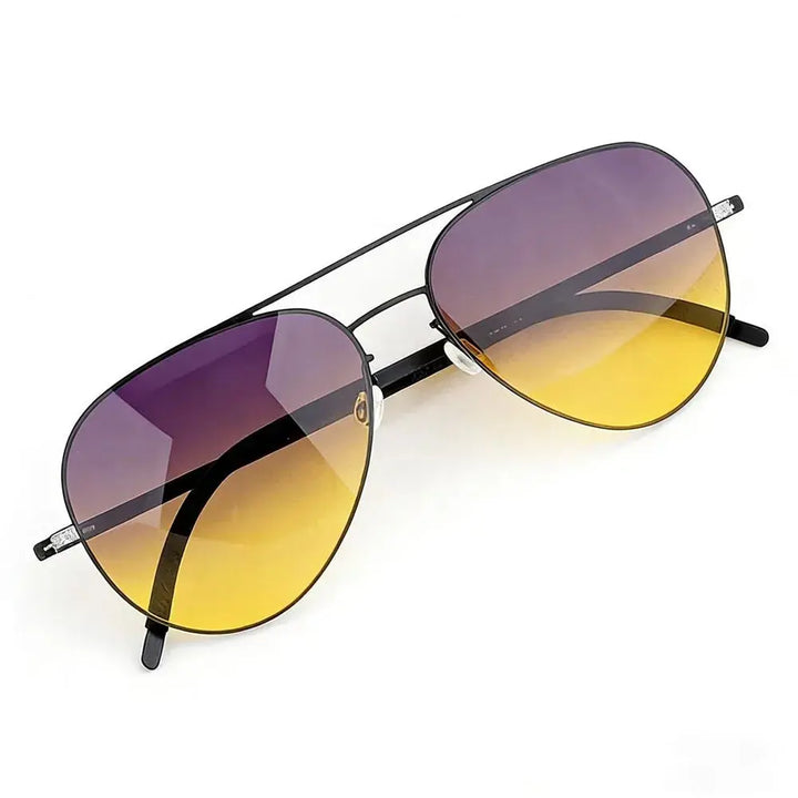 Aimee Unisex Full Rim Oval Double Bridge Titanium Sunglasses 842002 FuzWeb