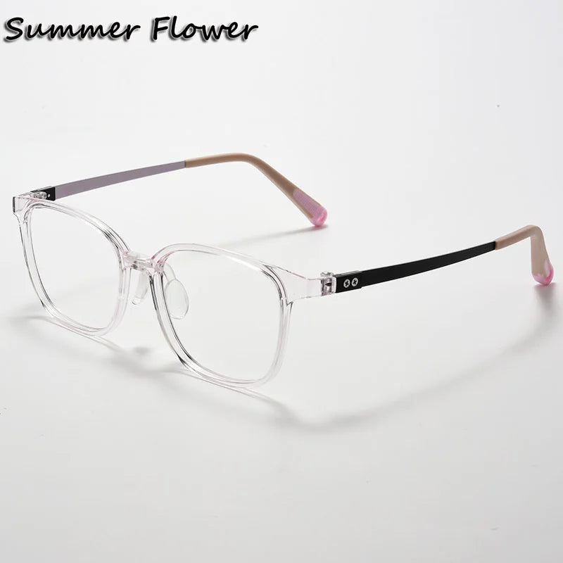 Summer Flower Unisex Youth's Full Rim Square Tr 90 Titanium Eyeglasses 696010