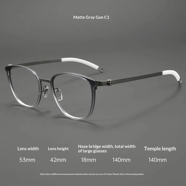 Aror Full Rim 212330 140mm Screwless Square Titanium Unisex Frames FuzWeb