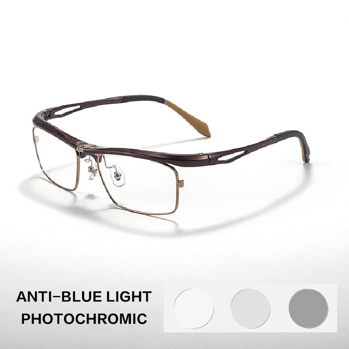 Gatenac Unisex Full Rim Flip Up Square Photochromic Alloy Reading Glasses 679001