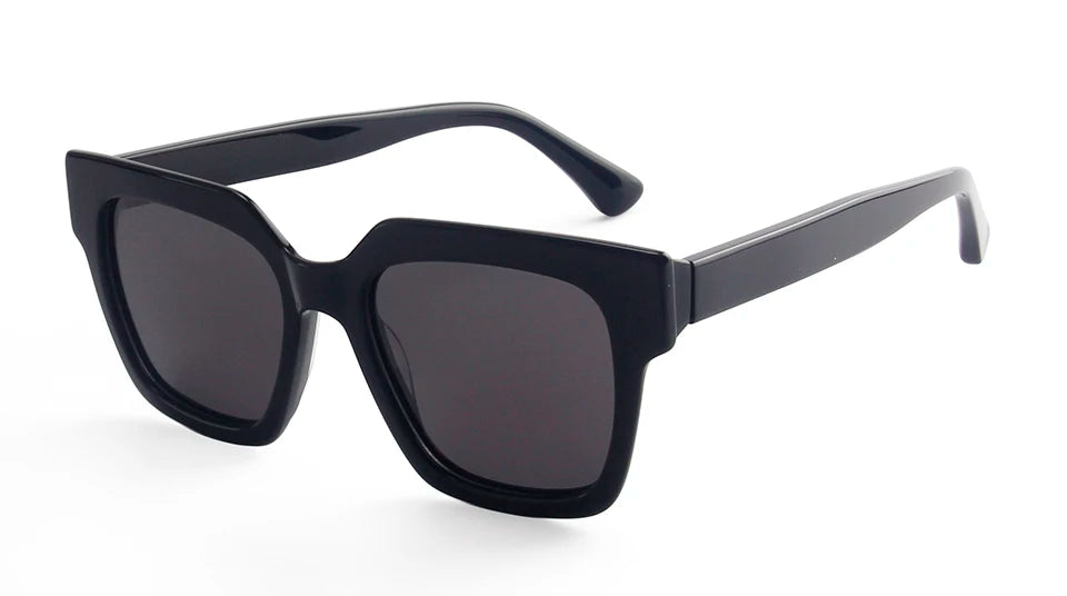 Esnbie Unisex Full Rim Square Brow Line Acetate Tac Sunglasses 240761