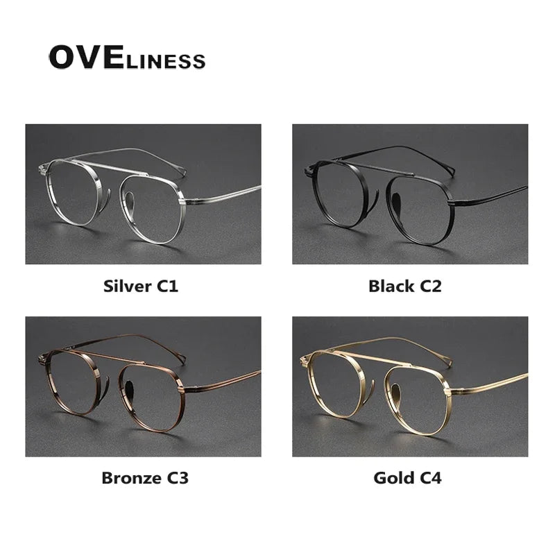 Oveliness Unisex Full Rim Brow Line Round Titanium Eyeglasses O9503 Full Rim Oveliness   