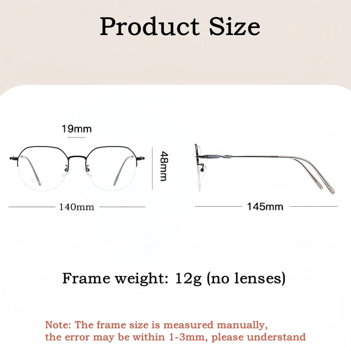 Yimaruili Unisex Semi Rim Flat Top Polygon Alloy Eyeglasses 636389