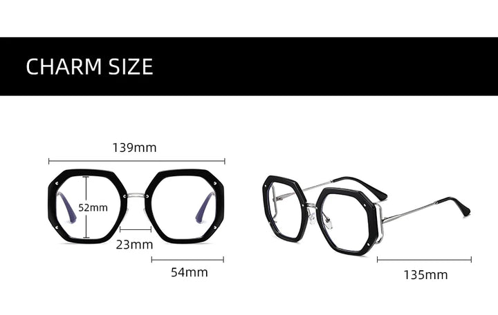 Handoer Women's Full Rim Polygon Oval Tr 90 Alloy Eyeglasses 95243