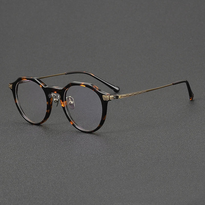 Black Mask Women's Full Rim Round Titanium Acetate Eyeglasses 54402