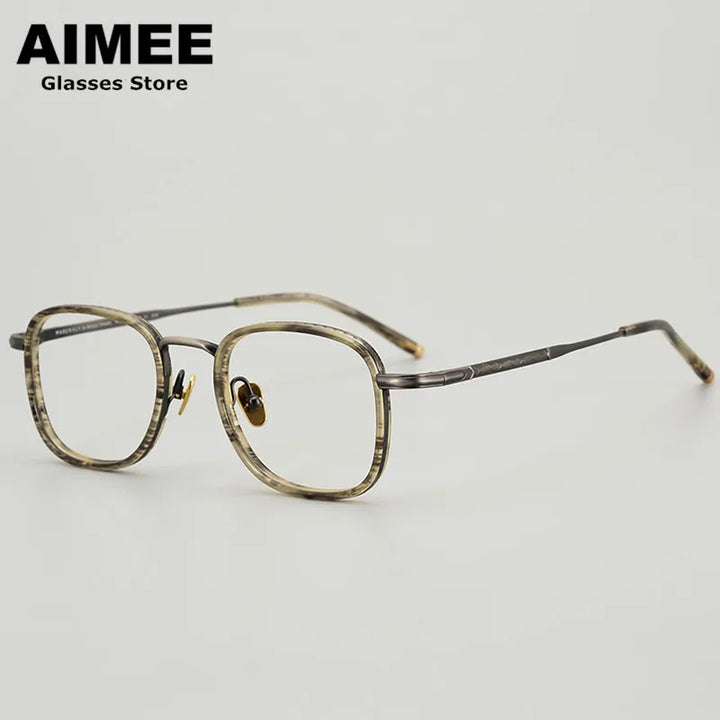 Aimee Unisex Full Rim Square Acetate Titanium Eyeglasses 21140