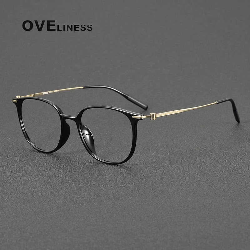 Oveliness Women's Full Rim Square Ultem Titanium Eyeglasses 8669 Full Rim Oveliness black gold  