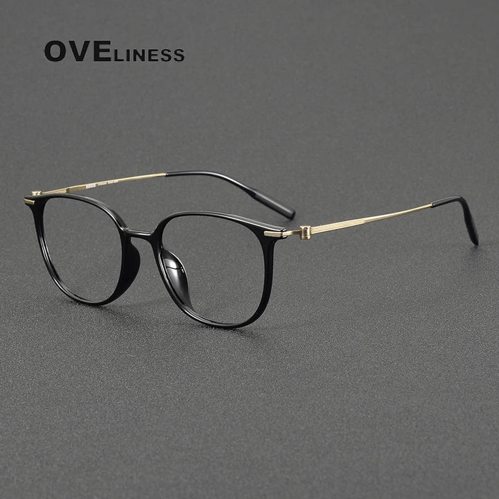 Oveliness Women's Full Rim Square Ultem Titanium Eyeglasses 8669 Full Rim Oveliness black gold  