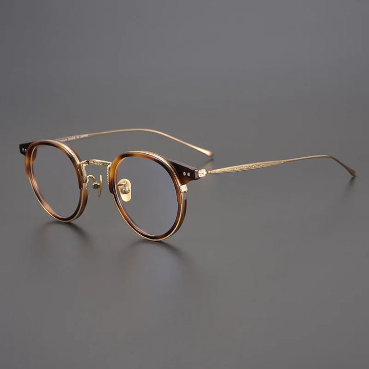 Black Mask Unisex Full Rim Round Titanium Acetate Eyeglasses 67285