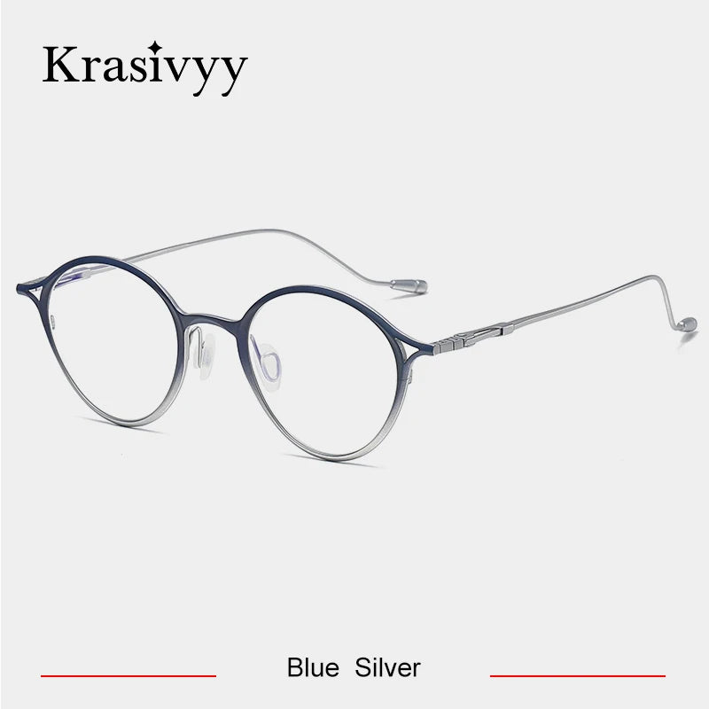 Krasivyy Unisex Full Rim Round Screwless Titanium Eyeglasses 45926