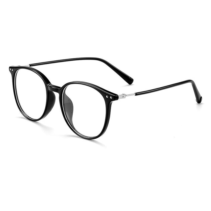 KatKani Unisex Full Rim Square Tr 90 Alloy Eyeglasses 01252 Full Rim KatKani Eyeglasses BlackSilver  