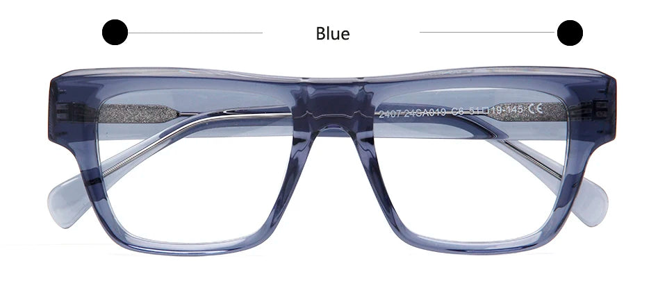 Esnbie Unisex Full Rim Square Thick Acetate Temple Eyeglasses 24019 Full Rim Esnbie Blue  