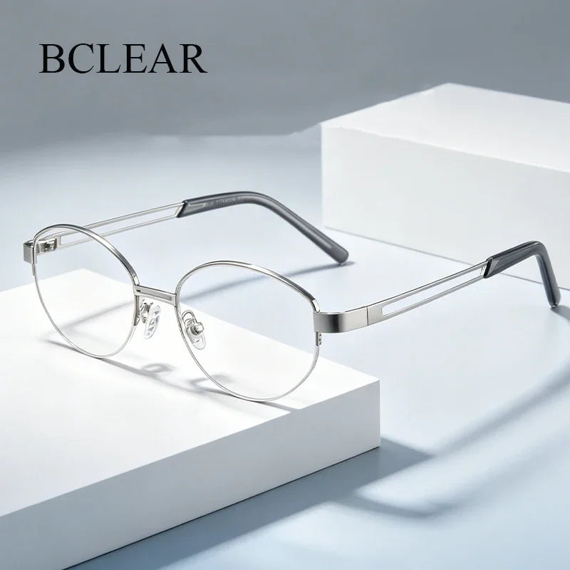 Bclear Unisex Semi Rim Oval Alloy Eyeglasses MY-124221