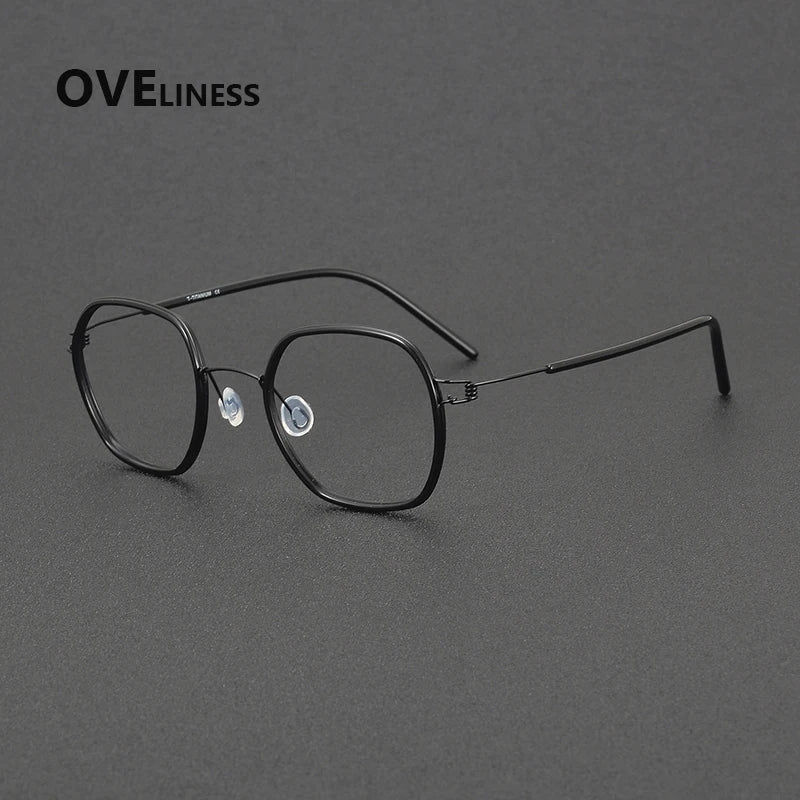 Oveliness Women's Full Rim Square Acetate Titanium Eyeglasses 381052
