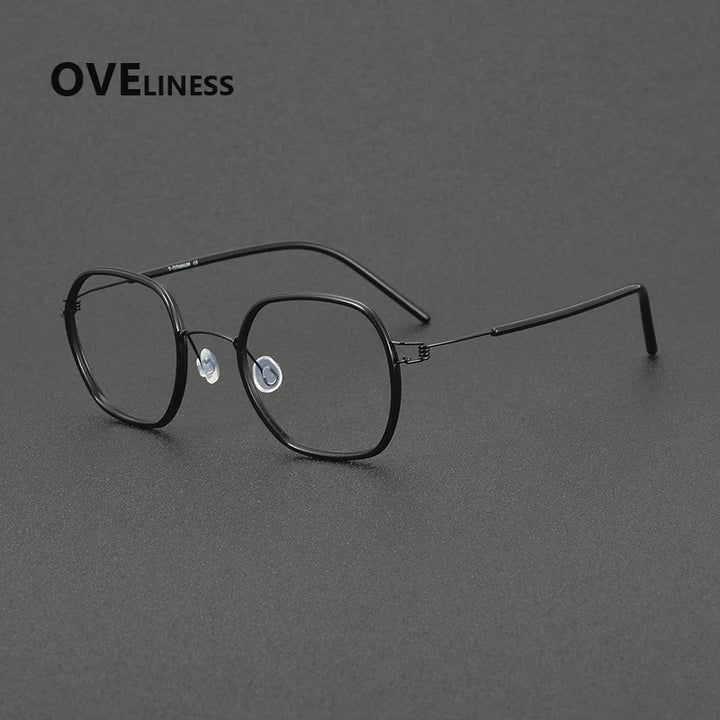 Oveliness Women's Full Rim Square Acetate Titanium Eyeglasses 381052