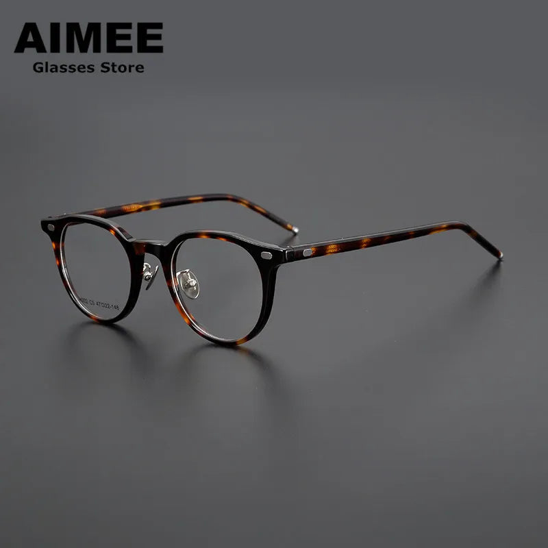 Aimee Unisex Full Rim Square Oval Acetate Titanium Eyeglasses  639002