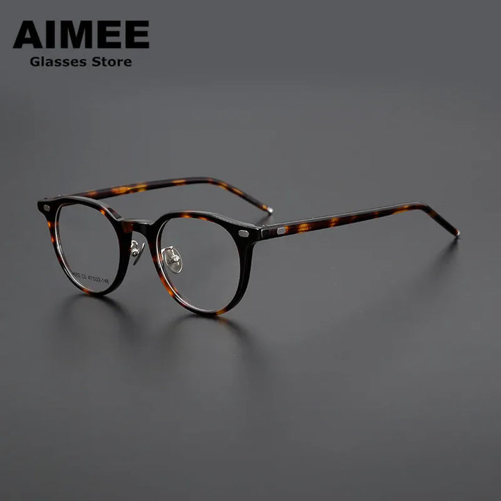 Aimee Unisex Full Rim Square Oval Acetate Titanium Eyeglasses  639002