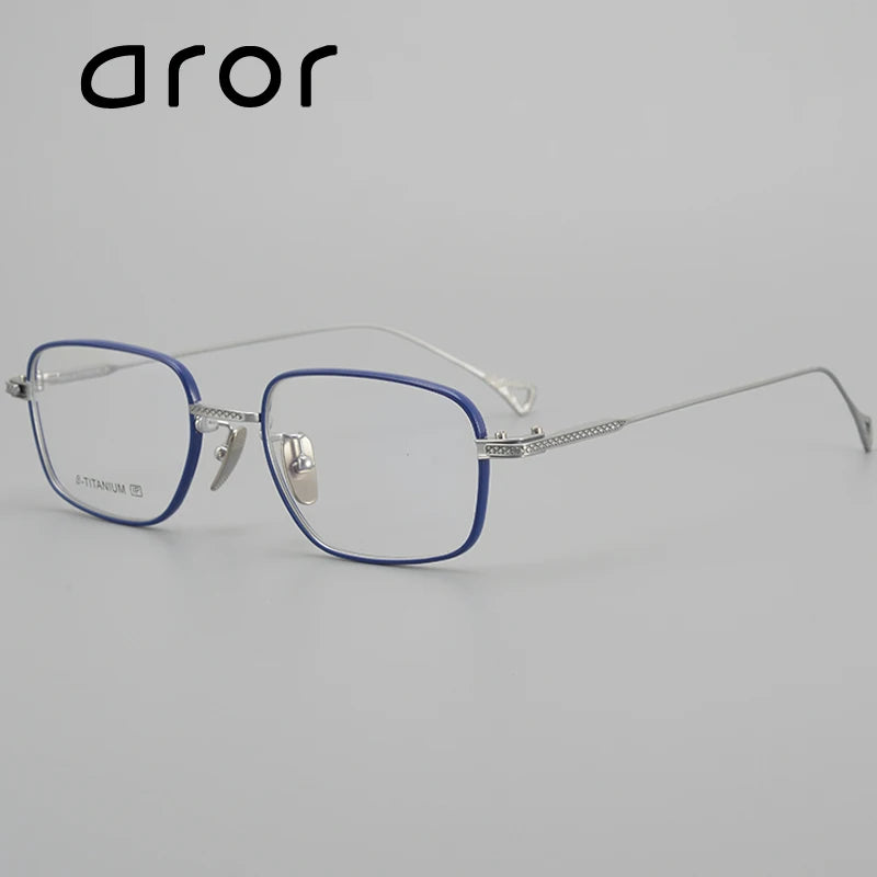 Aror Men's Full Rim Big Square Brow Line Titanium Eyeglasses 942044 Full Rim Aror