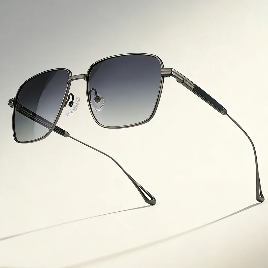 Black Mask Men Full Rim Square Titanium Polarized Sunglasses BM-1105S