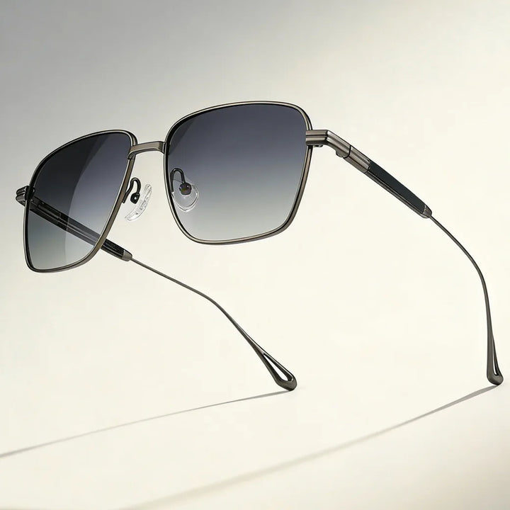 Black Mask Men Full Rim Square Titanium Polarized Sunglasses BM-1105S