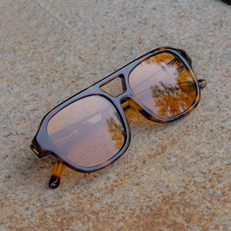 Black Mask Men's Full Rim Square Double Bridge Acetate Sunglasses 629008