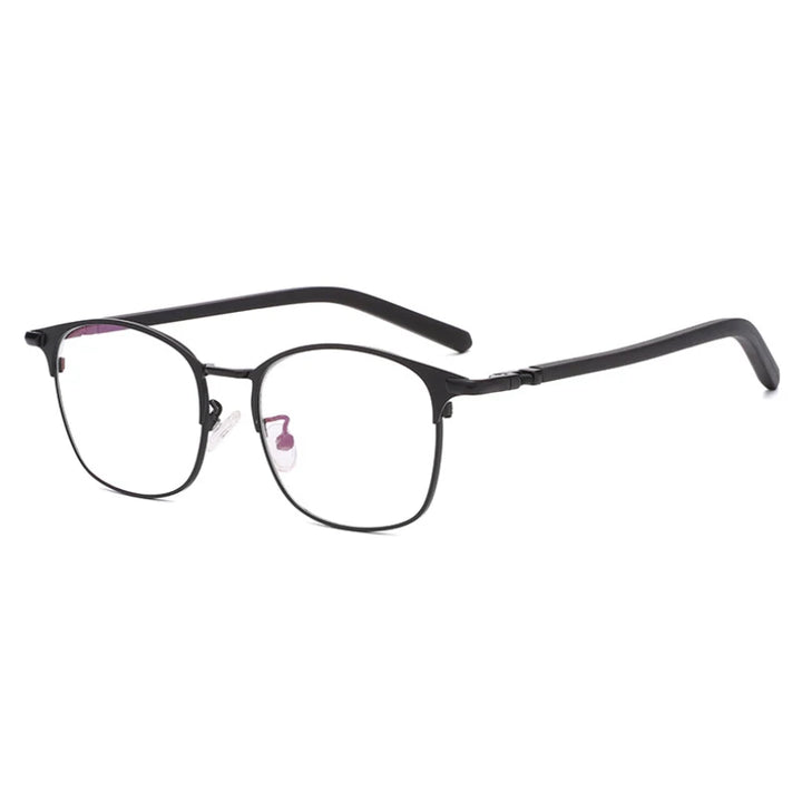 Handoer Unisex Full Rim Square Stainless Steel Alloy Eyeglasses 12218 Full Rim Handoer MATTE-BLACK  