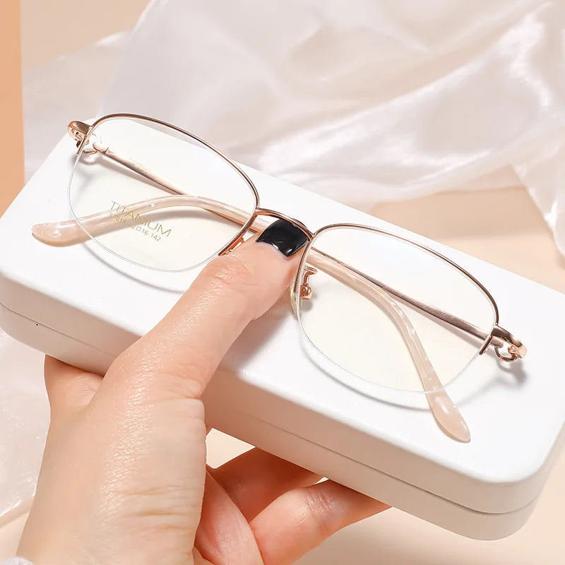 Vicky Women's Semi Rim Oval Square Titanium Reading Glasses 70181