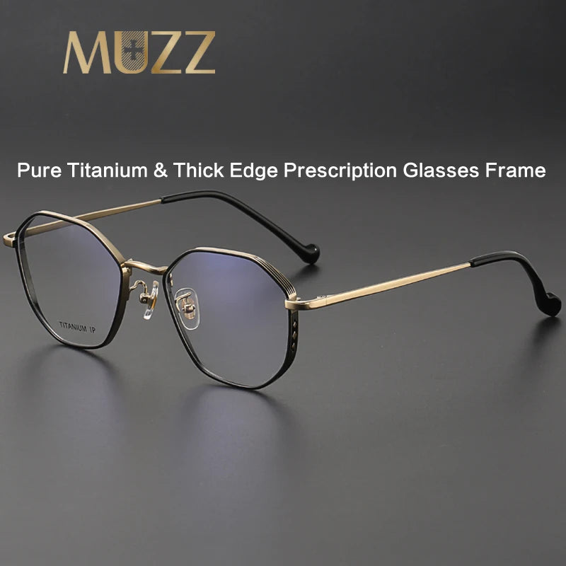 Muzz Unisex Full Rim Polygon Oval Titanium Eyeglasses 10032