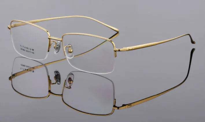 Brightzone Unisex Semi Rim Square Titanium Eyeglasses 71206 Semi Rim Brightzone Gold