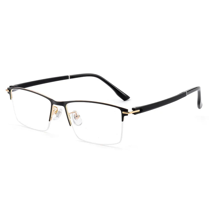 KatKani Unisex Semi Rim Square Alloy Eyeglasses K8812 Semi Rim KatKani Eyeglasses Black Gold  