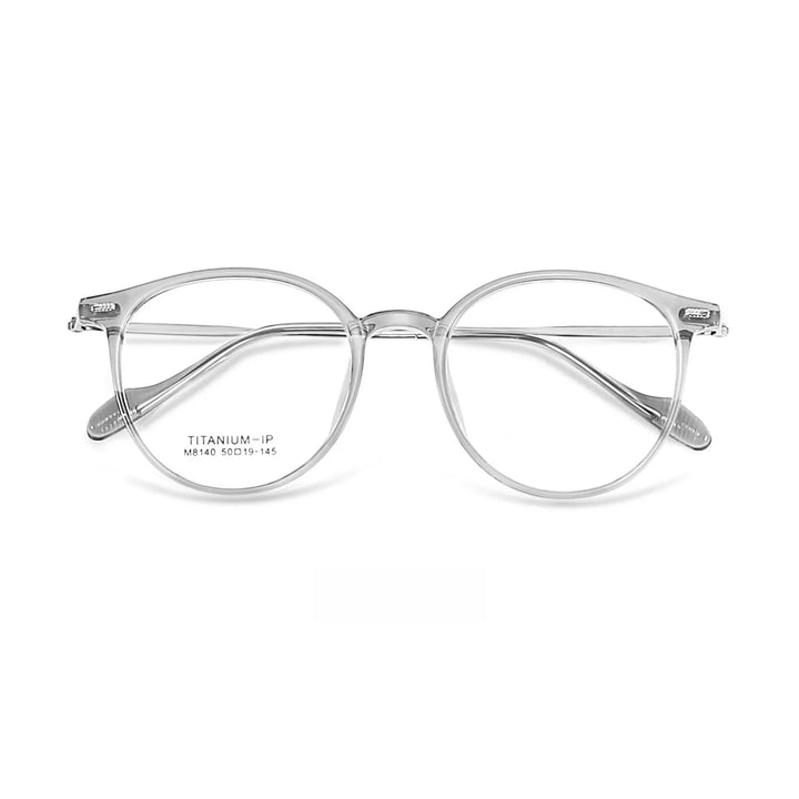 Yimaruili Men's Full Rim Round Tr 90 Titanium Eyeglasses M8140 Full Rim Yimaruili Eyeglasses Transparent Gray  