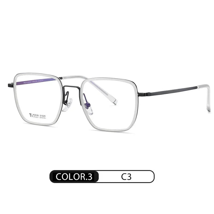 Hotony Unisex Full Rim Square Titanium Eyeglasses R2318 Full Rim Hotony C3  